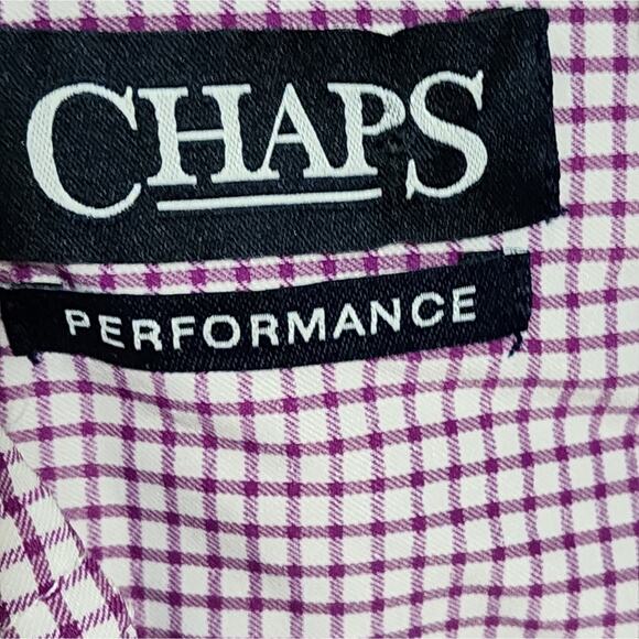 Chaps performance‎ purple and white plaid button down men's shirt size small new - Picture 4 of 5